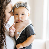 Cotton Muslin + Fleece Bandana Bib 4 Pack - Mauve Stripe - HoneyBug 