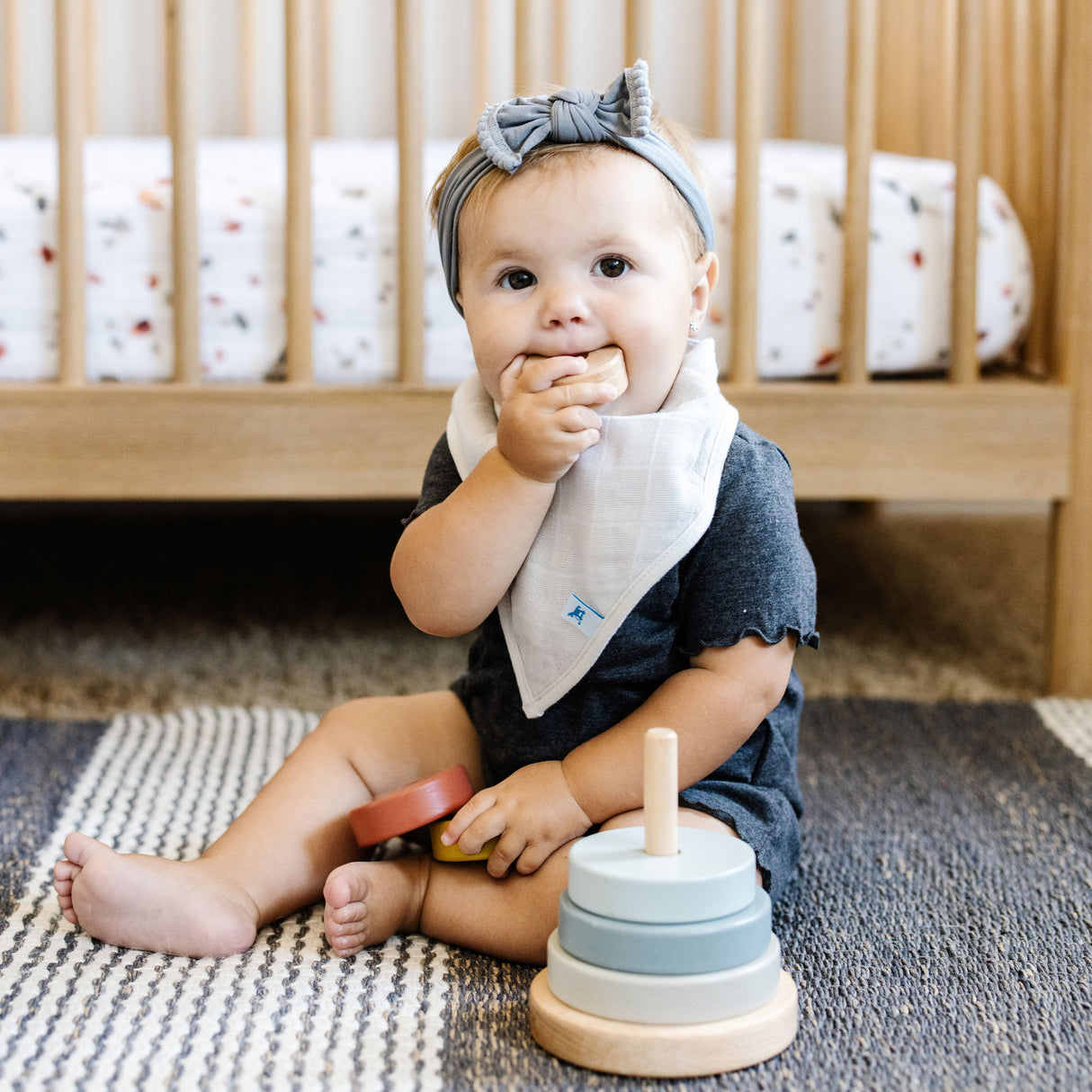 Cotton Muslin + Fleece Bandana Bib 4 Pack - Wallflower - HoneyBug 