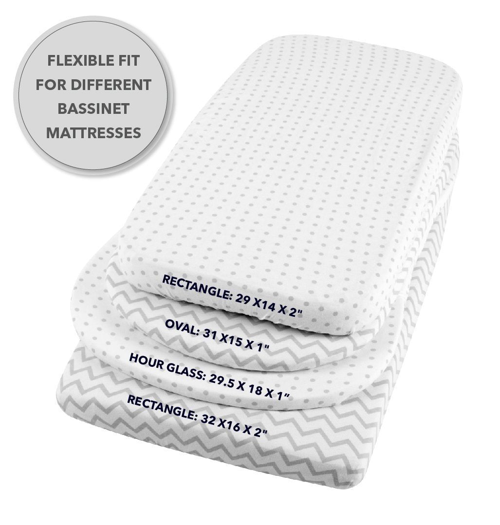 Bassinet Sheet Set - Grey Chevron & Polka Dot - HoneyBug 
