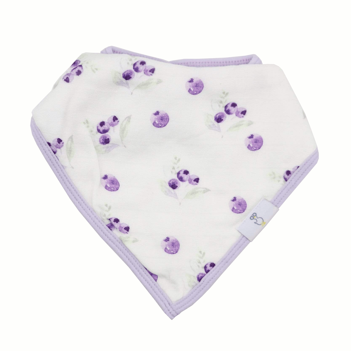 Blueberries and Flowers Lavender2 Pack Muslin & Terry Cloth Bib Set - HoneyBug 
