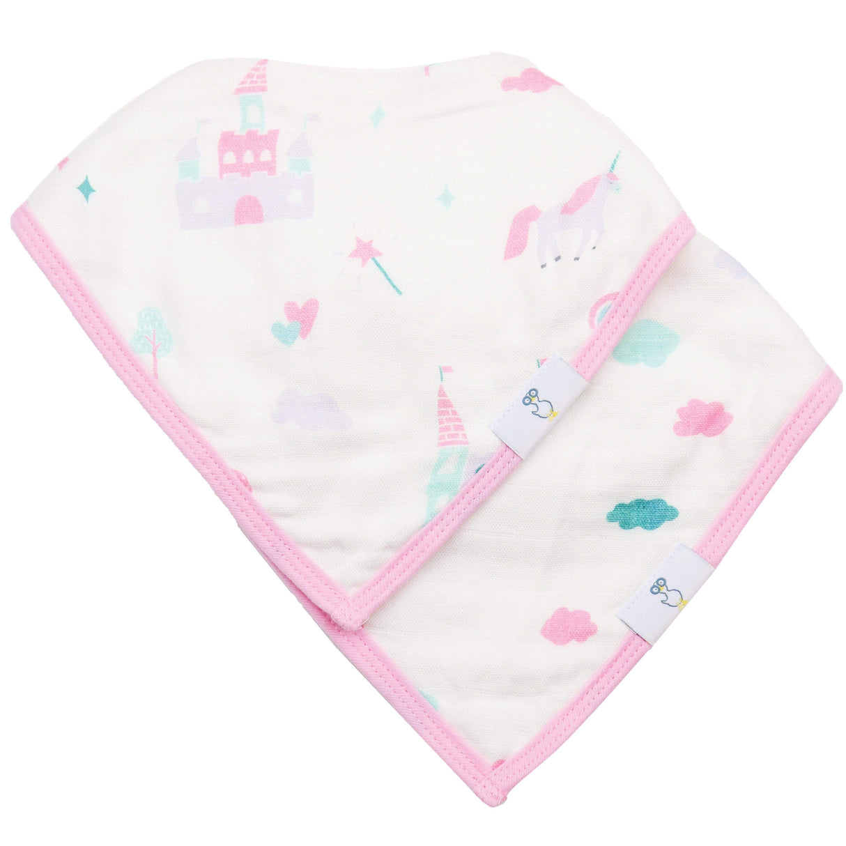 Clouds and Castles 2 Pack Muslin & Terry Cloth Bib Set - HoneyBug 