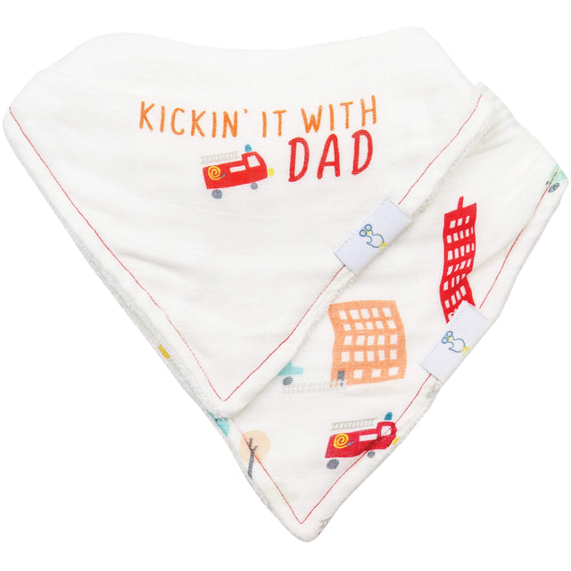 Dad and Buildings 2 Pack Muslin & Terry Cloth Bib Set - HoneyBug 