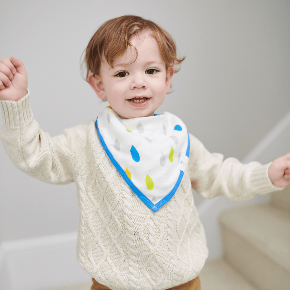 Stripes and Rain Drops 2 Pack Muslin & Terry Cloth Bib Set - HoneyBug 