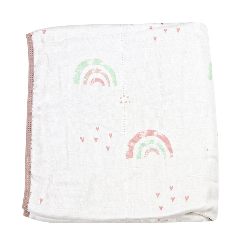Rainbow and Mauve Oversized Bamboo Muslin Quilted Blanket - HoneyBug 