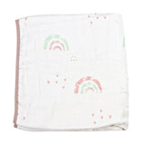 Rainbow and Mauve Oversized Bamboo Muslin Quilted Blanket - HoneyBug 