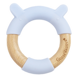 Blue Bear Circle Bear Head Teether Silicone + Wood Teether - HoneyBug 