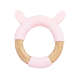 Pink Bunny Circle Bunny Head Teether Wooden + Silicone - HoneyBug 