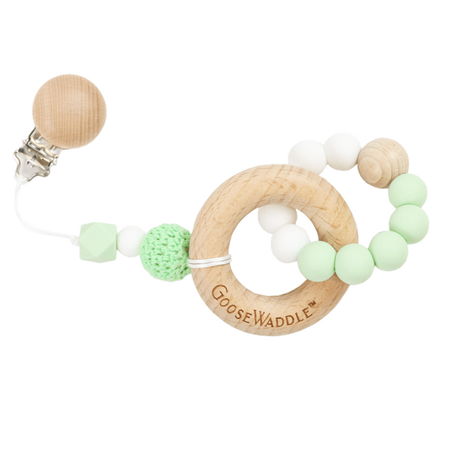 Wooden and Silicone Teether - Mint - HoneyBug 