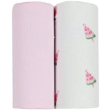 Watermelon Popsicle and Pink 2 PK Swaddle Blanket - HoneyBug 