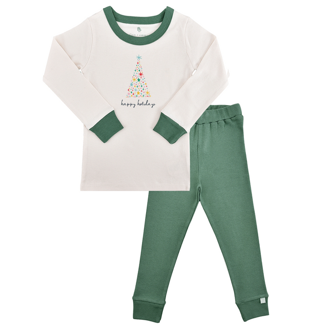 pajamas | happy holidays pine green - HoneyBug 