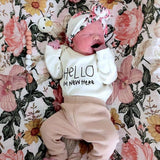Hello I'm New Here Organic Cotton Baby Bodysuit Long Sleeve - HoneyBug 