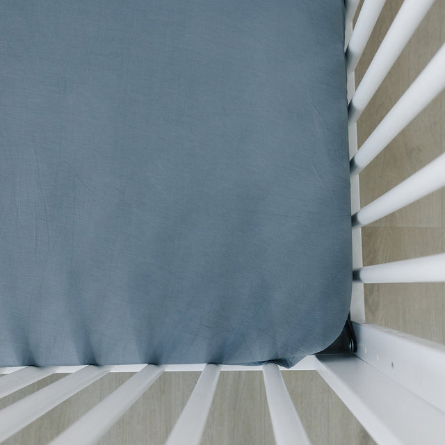 Dusty Blue Bamboo Stretch Crib Sheet - HoneyBug 