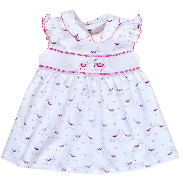 Alex the Alpaca Smocked Dress - HoneyBug 