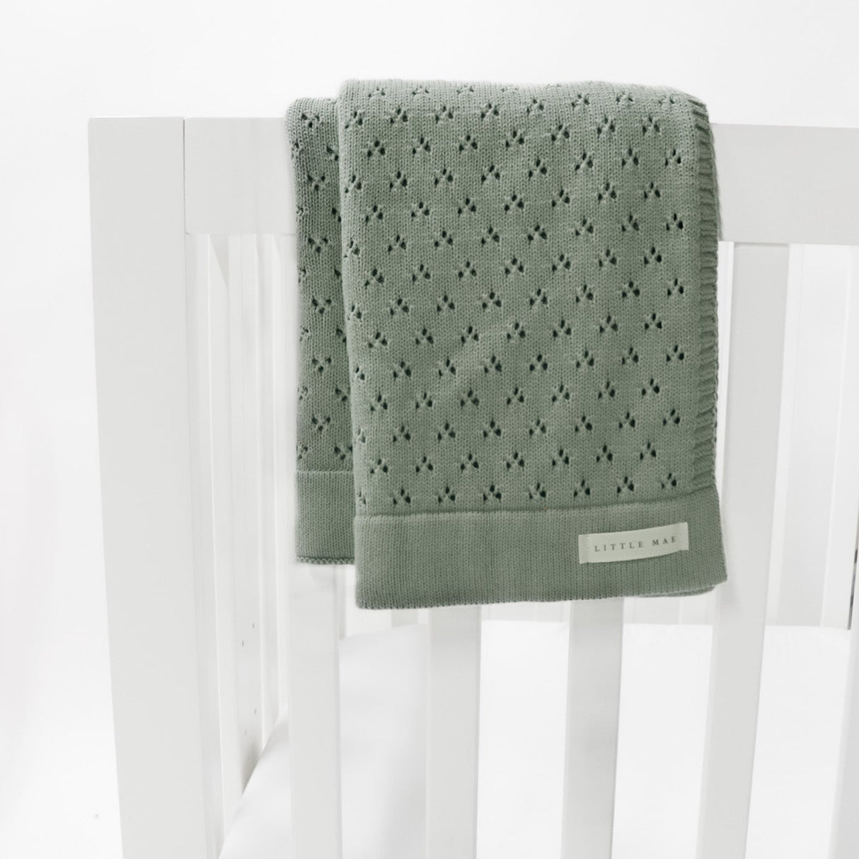 Mint Pointelle Knit Blanket