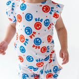 USA Happy Face Ruffle Short Set - HoneyBug 
