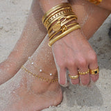 Rosette Pearl Chain Anklet - HoneyBug 