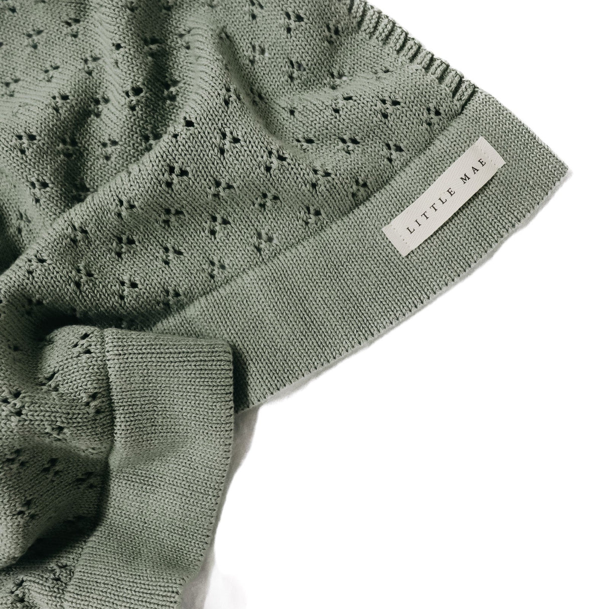 Mint Pointelle Knit Blanket