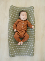 Olive Strokes Muslin Changing Pad Cover - HoneyBug 