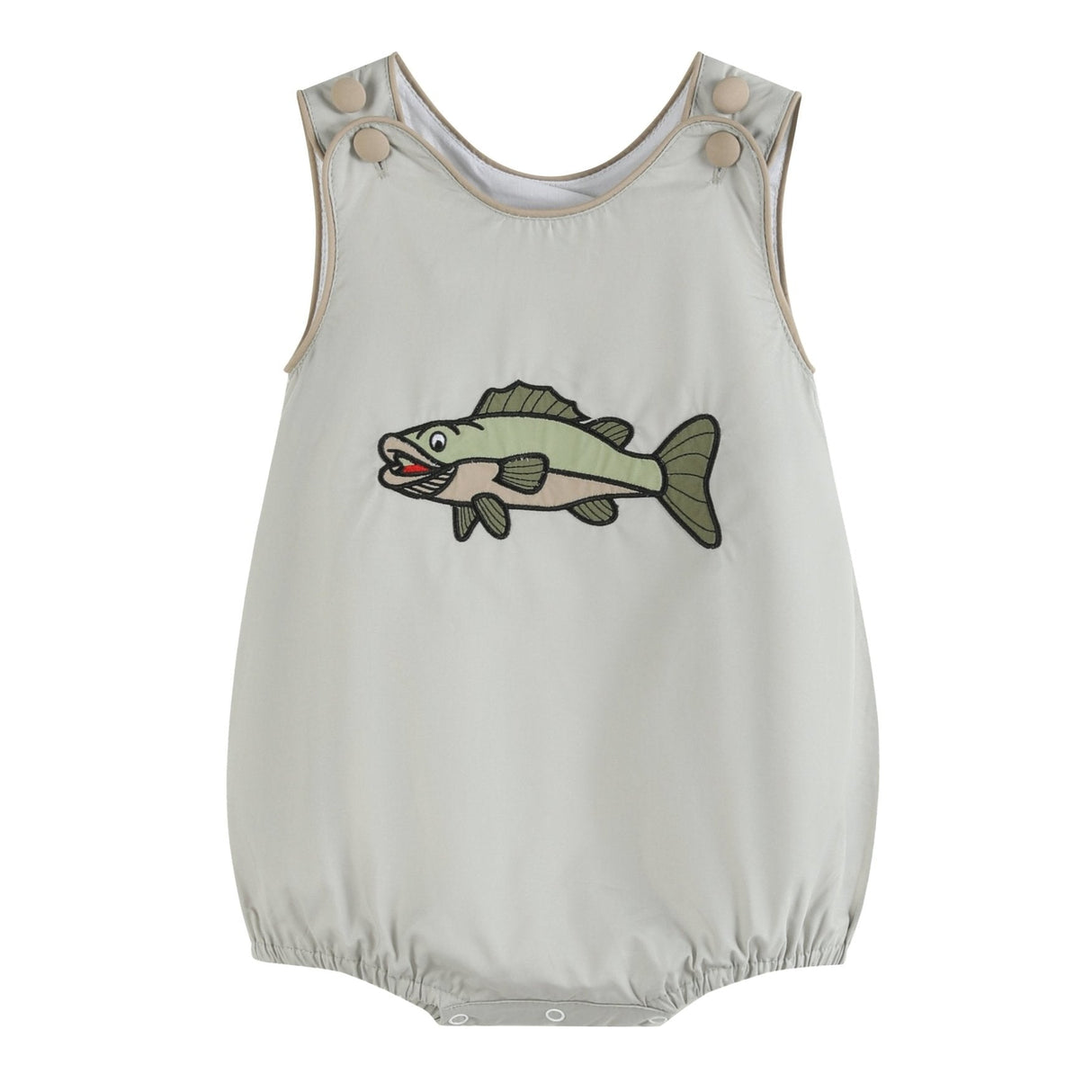 Khaki Green Fish Bubble Romper