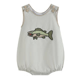 Khaki Green Fish Bubble Romper