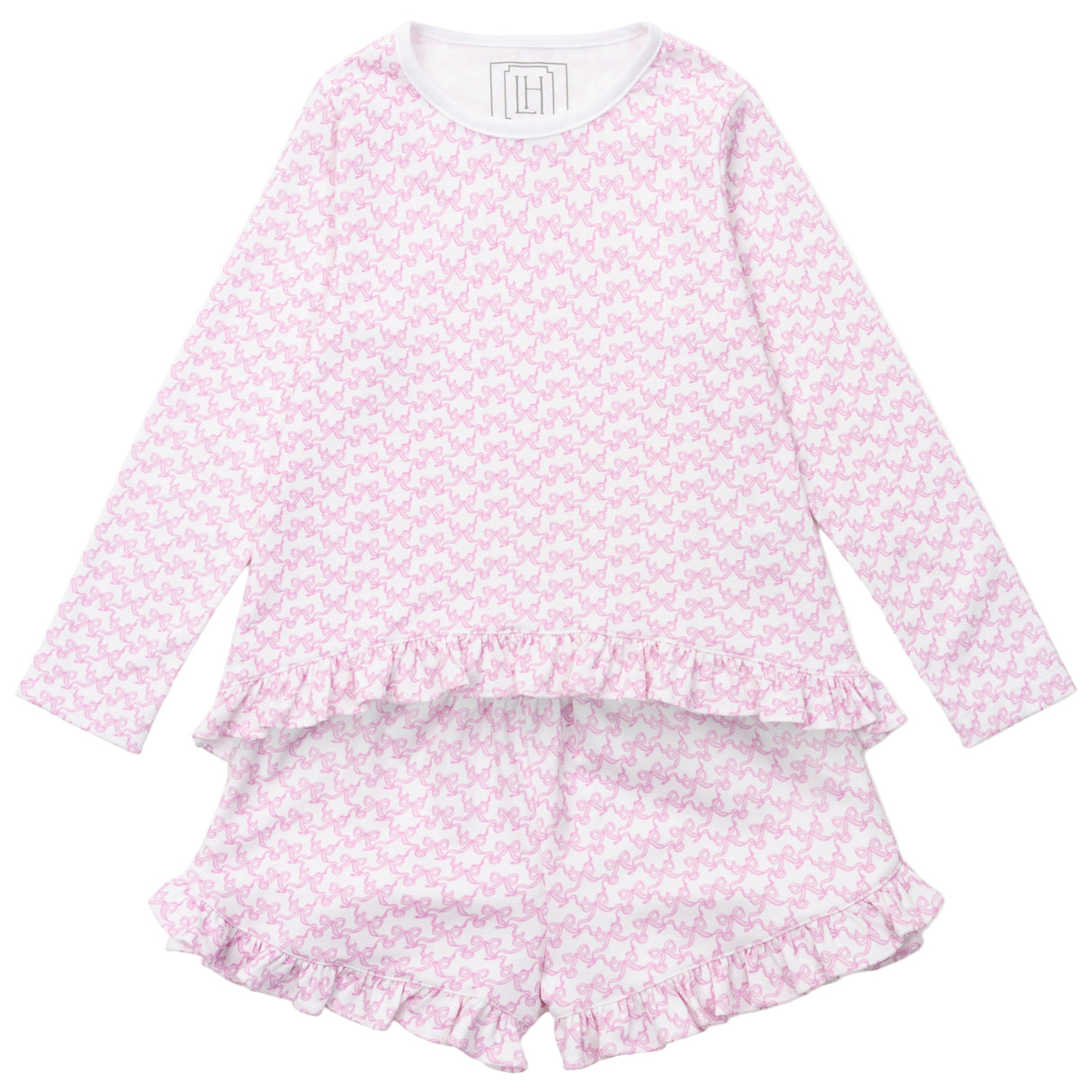 Rorie Girls' Short Set - Pretty Pink Bows - HoneyBug 