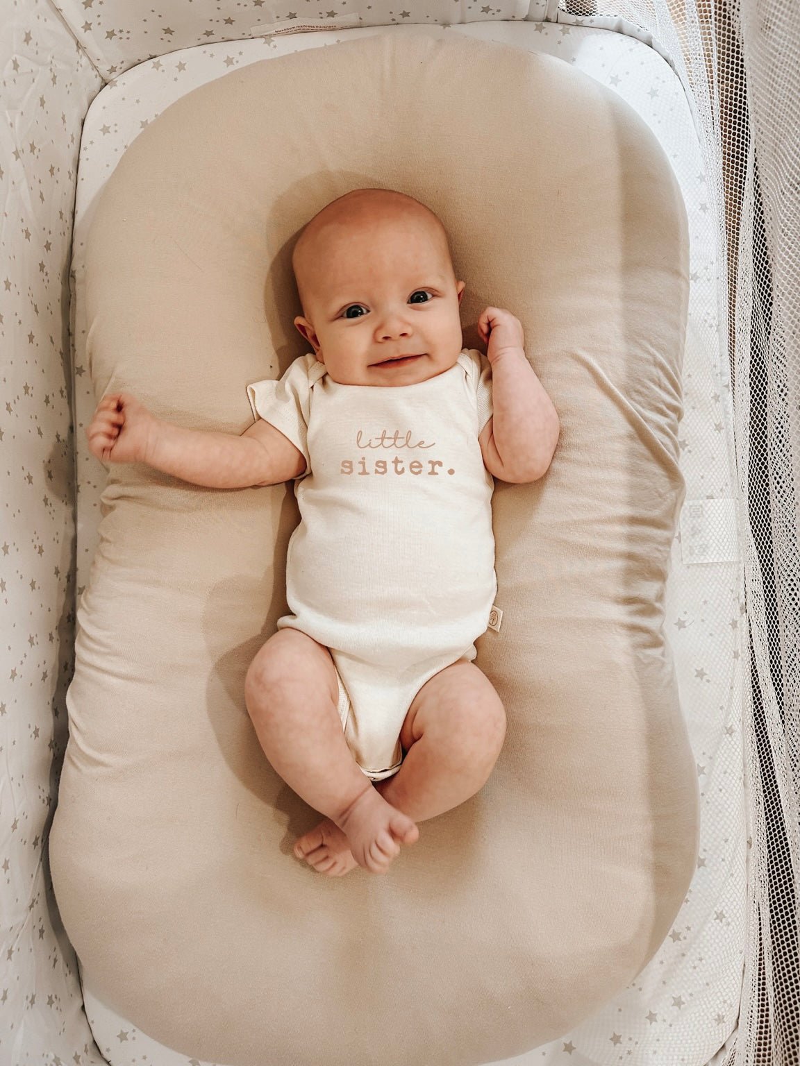 Little Sister Clay Organic Cotton Short Sleeve Baby Bodysuit - HoneyBug 