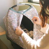 Cotton Muslin Car Seat Canopy - Pressed Petals - HoneyBug 