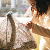 Cotton Muslin Car Seat Canopy - Pressed Petals - HoneyBug 
