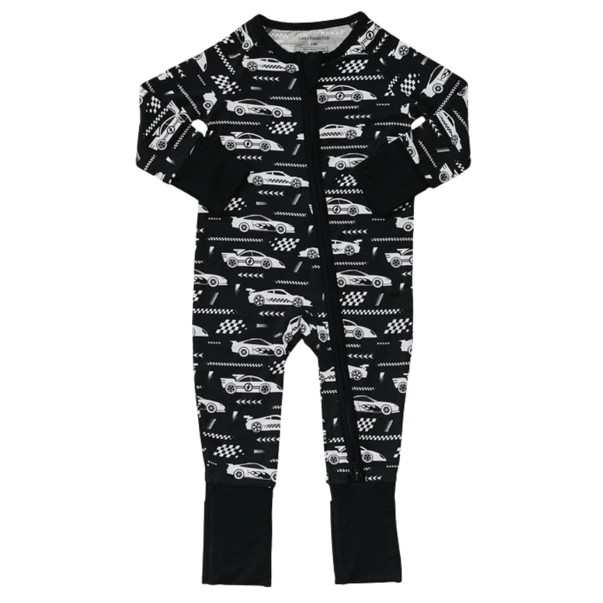 Bamboo Zip Romper | Race Cars