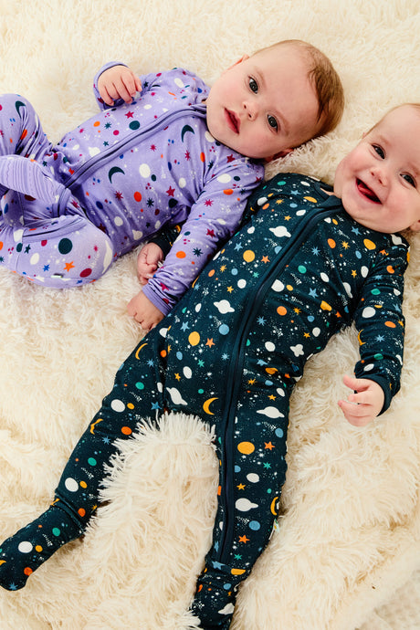 Soft & Stretchy Zipper Footie - Luna Lavender - HoneyBug 