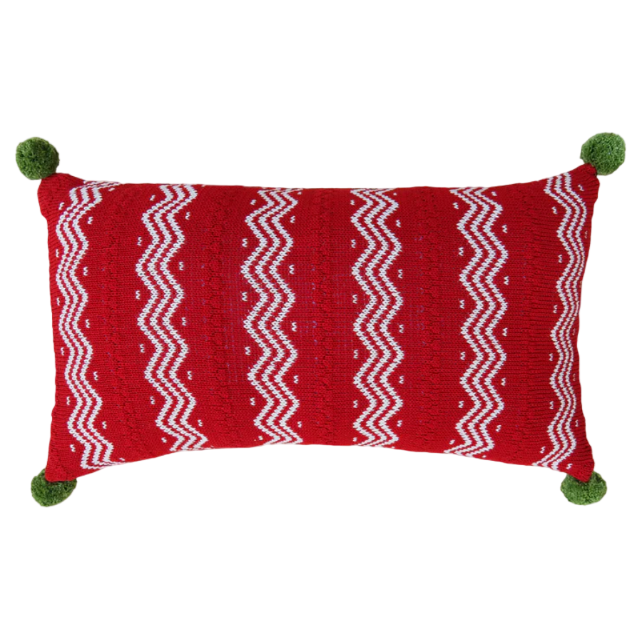 Red Zig-Zag Stripe Lumbar Pillow