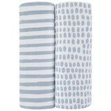 Waterproof Changing Pad Cover | Cradle Sheet Set - Misty Blue Stripes & Splash - HoneyBug 