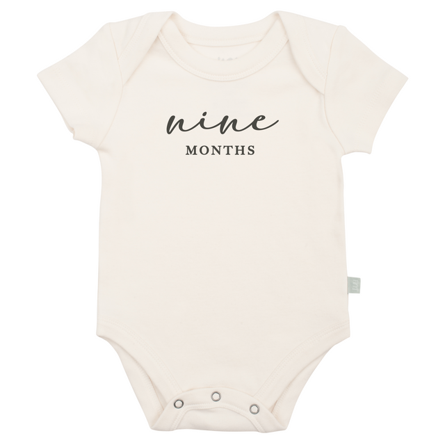 graphic bodysuit | nine months milestone charcoal - HoneyBug 