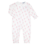 Pink Puppy Love Print Romper Long Sleeve