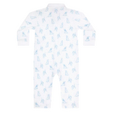 Blue Puppy Love Print Romper Long Sleeve