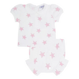 Pink Stars Print Diaper Cover Set