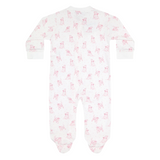 Pink Puppy Love Print Zipper Footie