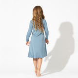 Oasis Teal Bamboo Girls' Long Sleeve Dress - HoneyBug 
