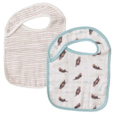 Otter & Taupe Wave Bib Set - HoneyBug 