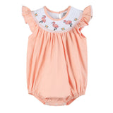 Pink Flamingo Smocked Flutter Romper