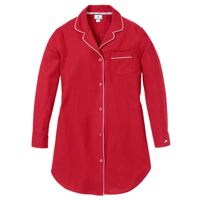 Women's Flannel Nightshirt in Red - HoneyBug 