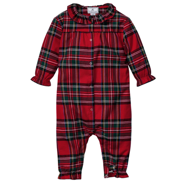 Baby's Brushed Twill Madeline Romper in Imperial Tartan - HoneyBug 