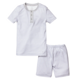 Kid's Pima Snug Fit Pajama Short Set in Grey Stripes