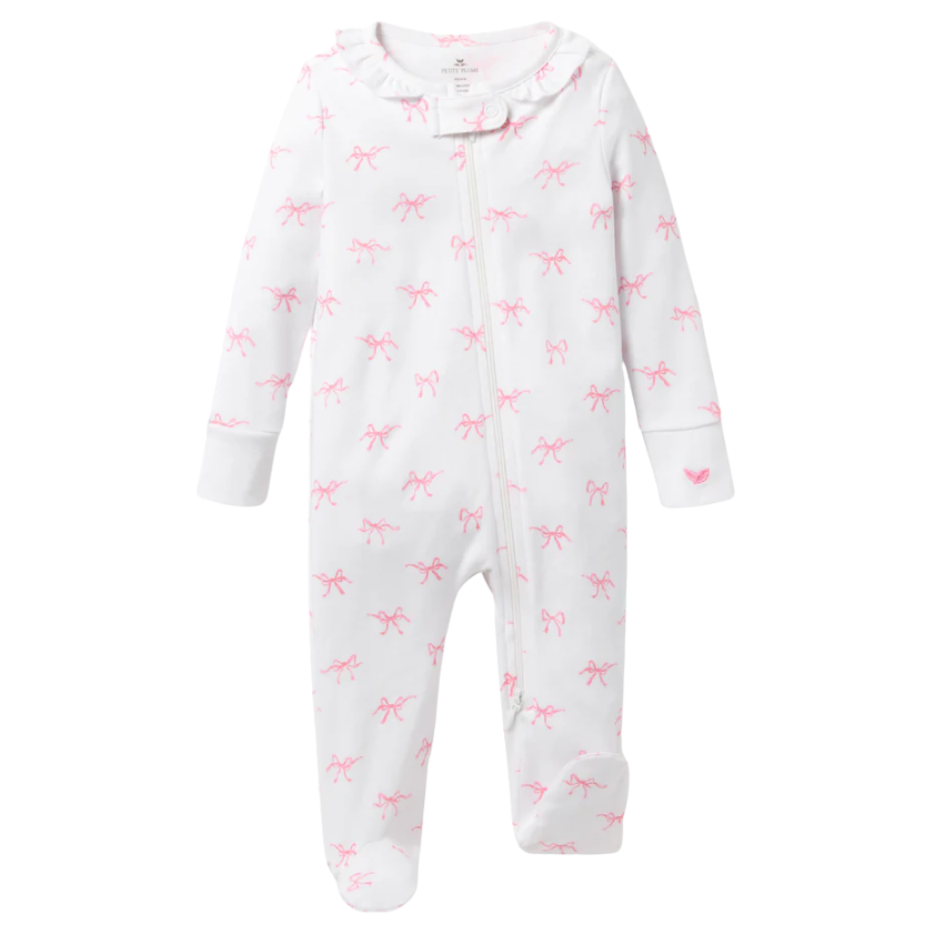 Baby's Pima Ruffle Collar Romper in Blushing Bows