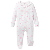 Baby's Pima Ruffle Collar Romper in Blushing Bows