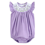 Purple Easter Bunny Smocked Flutter Romper