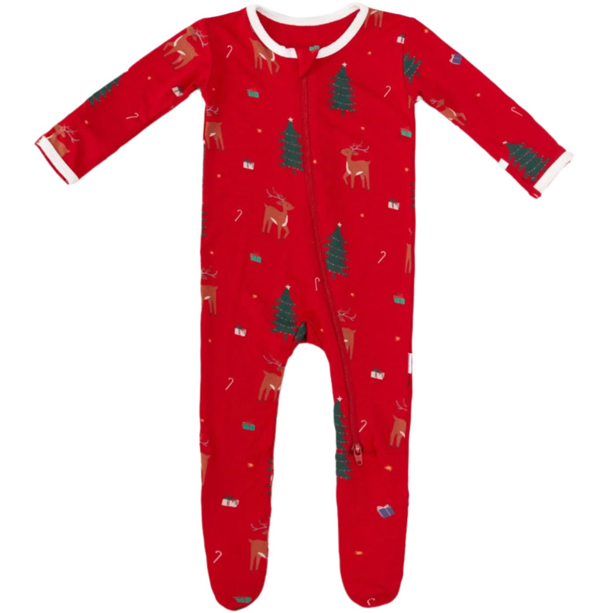 Reindeer Zippered Footie - HoneyBug 