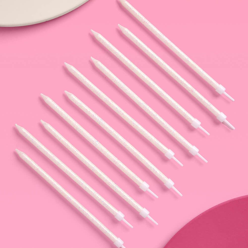 Iridescent Glitter Candles - 10 glitter candles