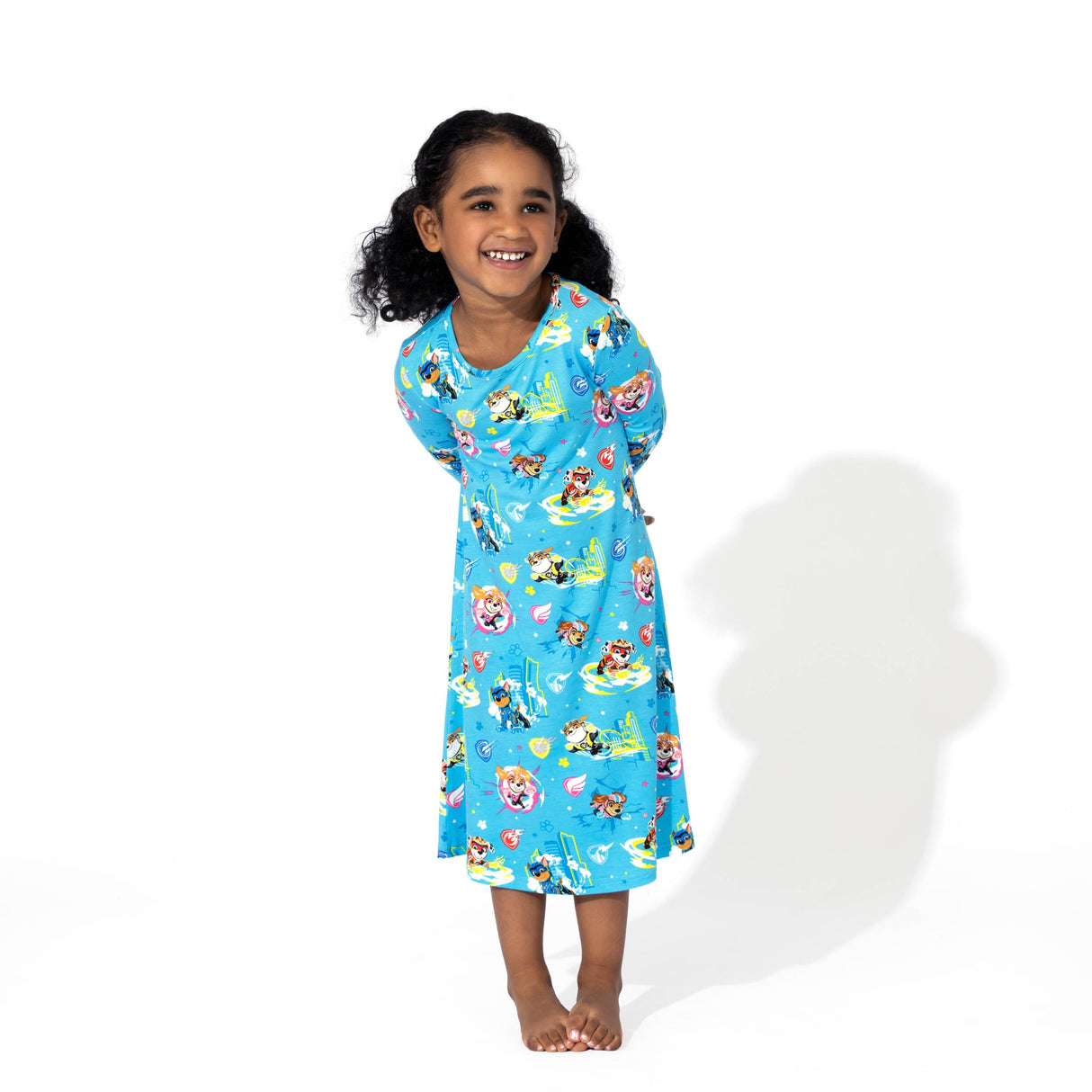 PAW Patrol: The Mighty Movie - Mighty Pups Bamboo Girls' Long Sleeve Dress - HoneyBug 