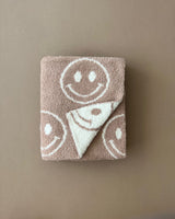 Smiley Fuzzy Blanket | Latte - HoneyBug 